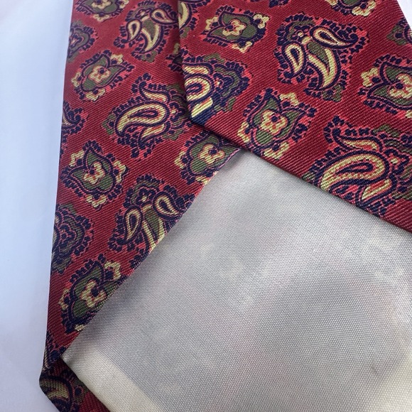Set Of 2 Brooks Brothers Makers Silk Tie Vintage Paisley Yellow Red Old Money - Picture 6 of 6